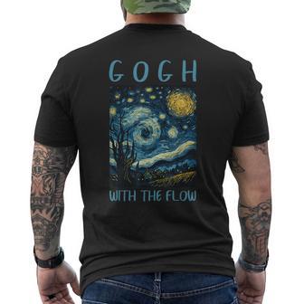 ゴッホ ゴッホ 流れる星月夜 美術史 駄洒落ユーモア メンズTシャツ バックプリント - Kawaiitshirt