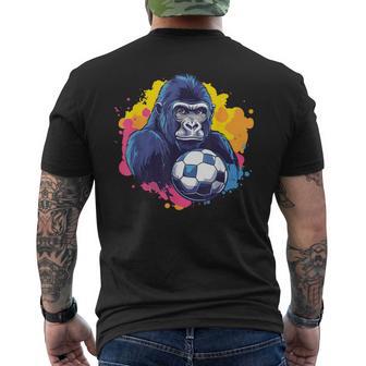 ゴリラ サッカーボール 鮮やかな色 メンズTシャツ バックプリント - Kawaiitshirt