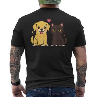 ゴールデンレトリバー ボーイフレンド 黒猫 Gf 面白い カップルギフト メンズTシャツ バックプリント - Kawaiitshirt