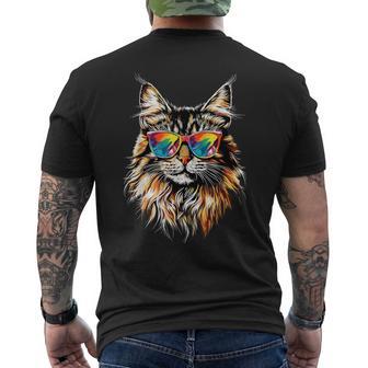 サングラスをかけたメインクーン猫 かわいいメインクーン猫 メンズTシャツ バックプリント - Kawaiitshirt