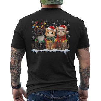 サンタ 猫 ライト トナカイ クリスマス 猫 恋人 パジャマ メンズTシャツ バックプリント - Kawaiitshirt