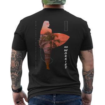 サーファーガール カリフォルニア サンセット ビーチ サーフガール メンズTシャツ バックプリント - Kawaiitshirt