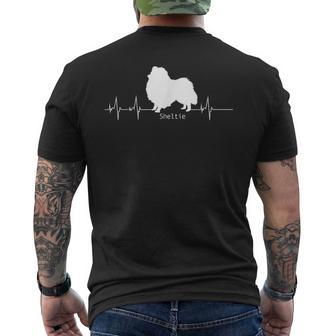 シェルティハートビートドッグデザイン シェルティギフト メンズTシャツ バックプリント - Kawaiitshirt