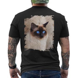 シャムの子猫の頭の顔 メンズTシャツ バックプリント - Kawaiitshirt