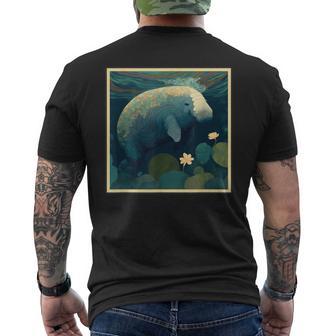 シュールレアリズム 日本画マナティー メンズTシャツ バックプリント - Kawaiitshirt