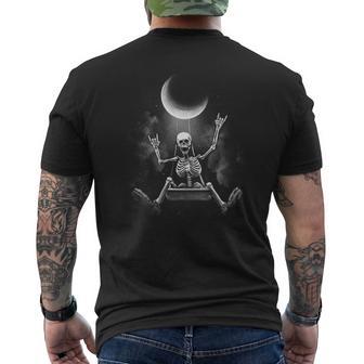 スケルトンロックオンムーン不気味なハロウィンロックバンド 怖い 長袖tシャツ メンズTシャツ バックプリント - Kawaiitshirt