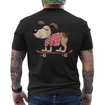 スケートボード犬 – 楽しい漫画のペット メンズTシャツ バックプリント - Kawaiitshirt