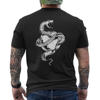 スネークラップアラウンドアップル タトゥーアート メンズTシャツ バックプリント - Kawaiitshirt