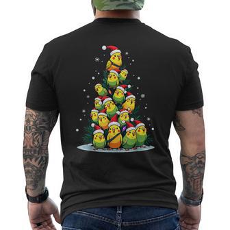 セキセイインコのクリスマス ツリー 面白いセキセイインコ ホリデー セキセイインコ メンズTシャツ バックプリント - Kawaiitshirt