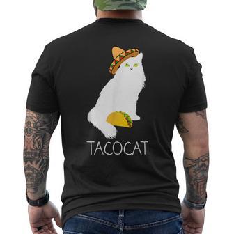 タコキャット-楽しい猫の回文 メンズTシャツ バックプリント - Kawaiitshirt