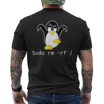 タックスlinuxペンギン須藤rm Rfコンピュータフリークハッカー メンズTシャツ バックプリント - Kawaiitshirt