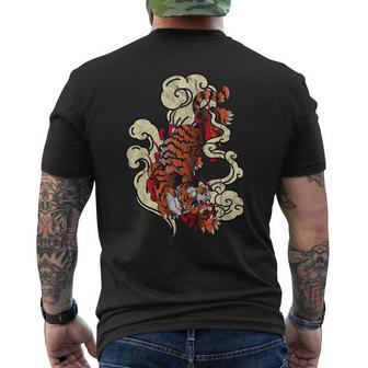 タトゥースタイル 伝統的な日本の虎 中国新年 メンズTシャツ バックプリント - Kawaiitshirt