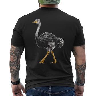 ダチョウ ポートレート 動物 モチーフ 描画 鳥 アート 長袖tシャツ メンズTシャツ バックプリント - Kawaiitshirt