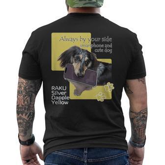 ダックス ミニチュアダックス シルバーダップル スマホ らく 犬 メンズTシャツ バックプリント - Kawaiitshirt