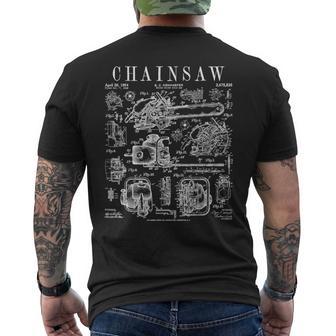 チェーンソー 木こり アーボリスト 木工士 ヴィンテージ 特許プリント メンズTシャツ バックプリント - Kawaiitshirt
