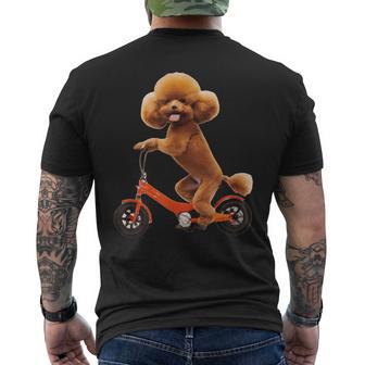 チャリで来た トイプードル 面白いtシャツ 犬 動物 メンズ グッズ かわいい おもしろ 面白い 服 ネタ メンズTシャツ バックプリント - Kawaiitshirt