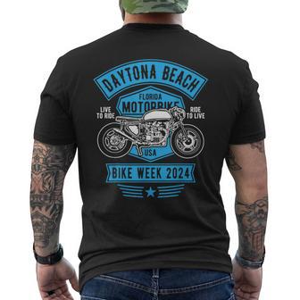 デイトナビーチバイクウィーク2024レトロバイクデザイン メンズTシャツ バックプリント - Kawaiitshirt