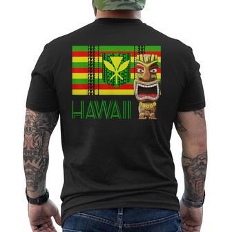 トライバル カナカ マオリ ポリネシア ティキ マスク トーテム メンズTシャツ バックプリント - Kawaiitshirt
