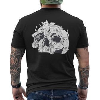 ドクロ 猫 面白い ハロウィン 漫画 子猫 メンズTシャツ バックプリント - Kawaiitshirt