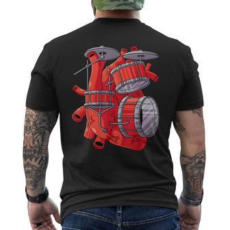 ドラマー ハート パーカッショニスト ドラム ミュージック バンド パーカッション メンズTシャツ バックプリント - Kawaiitshirt