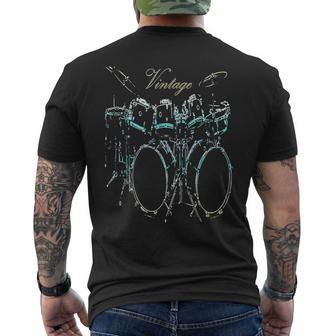 ドラムビンテージドラマードラムセットデザイン メンズTシャツ バックプリント - Kawaiitshirt
