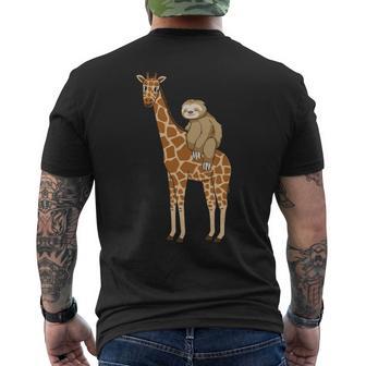 ナマケモノ キリン 面白い 怠惰なナマケモノ 動物 乗る キリン 長袖tシャツ メンズTシャツ バックプリント - Kawaiitshirt