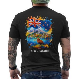 ニュージーランド国旗 旅行 お土産 ニュージーランド人 Nz キウイバード 長袖tシャツ メンズTシャツ バックプリント - Kawaiitshirt