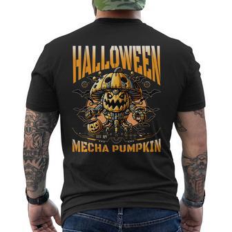ハロウィンメカかぼちゃロボットsfホラー メンズTシャツ バックプリント - Kawaiitshirt