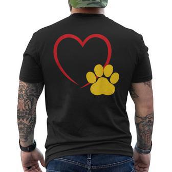 ハートと猫の足跡 – ミニマルな猫愛アート メンズTシャツ バックプリント - Kawaiitshirt