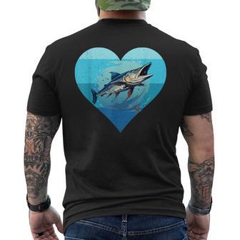 バラクーダ レトロ ハート バラクーダ 釣り 海水魚好き メンズTシャツ バックプリント - Kawaiitshirt