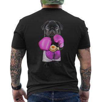 パグ犬ボクシング面白いフィットネスジムワークアウト メンズTシャツ バックプリント - Kawaiitshirt