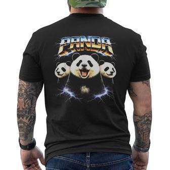 パンダ ヘヴィメタル 80年代 ロックミュージック メタルヘッド エレキギター メンズTシャツ バックプリント - Kawaiitshirt