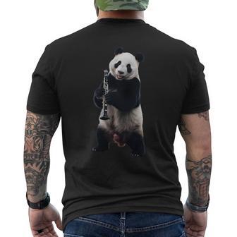 パンダ 演奏 クラリネット リアル 長袖tシャツ メンズTシャツ バックプリント - Kawaiitshirt