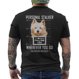 パーソナルストーカー犬ノーリッチテリア私はあなたに従います Norwich Terrier Dog メンズTシャツ バックプリント - Kawaiitshirt