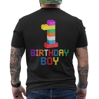 ビルディング・ブリックス 1歳のバースデー・ボーイ 1 1年目マスター・ビルダー メンズTシャツ バックプリント - Kawaiitshirt