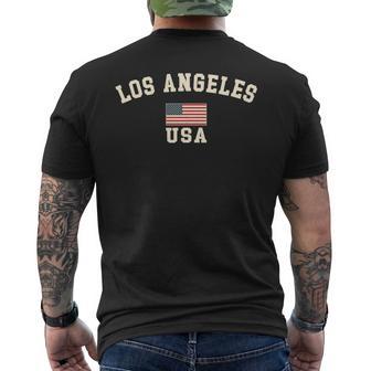 ビンテージ ロサンゼルス アメリカ アメリカ 国旗 La クール お土産 レトロ 長袖tシャツ メンズTシャツ バックプリント - Kawaiitshirt