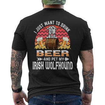 ビールを飲みたいだけです ペット アイリッシュ・ウルフハウンドの愛犬家 メンズTシャツ バックプリント - Kawaiitshirt