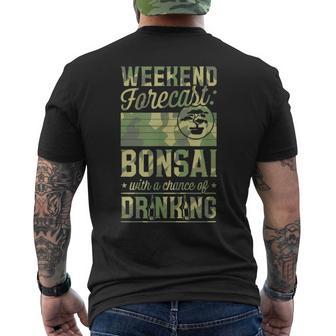 ビールを飲むチャンスのある週末予報盆栽 メンズTシャツ バックプリント - Kawaiitshirt