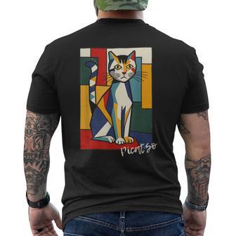 ピカソ猫 – ヴィンテージキュビズムアート風デザイン メンズTシャツ バックプリント - Kawaiitshirt