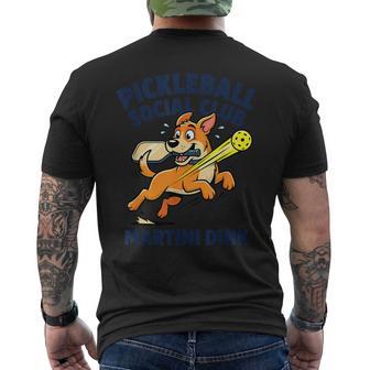 ピックルボール ソーシャル クラブ マティーニ ディンク 漫画 犬 メンズTシャツ バックプリント - Kawaiitshirt