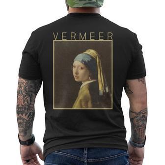 フェルメール 真珠の耳飾りの少女 面白いtシャツ 絵画 アート メンズ 面白い 服 美術 グッズ 油彩画 長袖tシャツ メンズTシャツ バックプリント - Kawaiitshirt