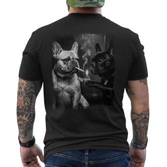 フレンチブルドッグ 喫煙犬 ライター モノクロアート 長袖tシャツ メンズTシャツ バックプリント - Kawaiitshirt