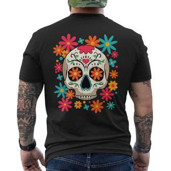 フローラルシュガースカル 死者の日 ヒッピー メンズTシャツ バックプリント - Kawaiitshirt