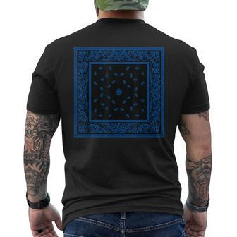 メンズ ブラックブルーバンダナプリントtシャツ ロイヤルブルーペイズリー柄 メンズTシャツ バックプリント - Kawaiitshirt