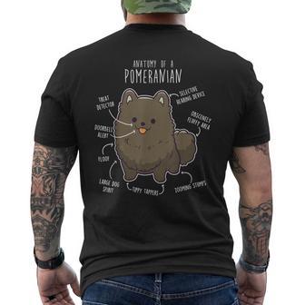 ブラックポメラニアン解剖学、面白くてかわいいペットポンポン、犬のお父さん。 メンズTシャツ バックプリント - Kawaiitshirt