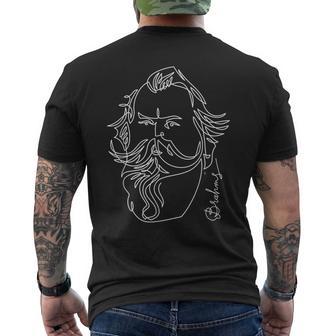 ブラームス 偉大な作曲家 クラシカル ポートレート ギフト メンズTシャツ バックプリント - Kawaiitshirt