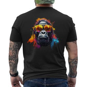 ヘッドフォンとサングラスをかけたdjモンキー音楽パーティーモンキー メンズTシャツ バックプリント - Kawaiitshirt
