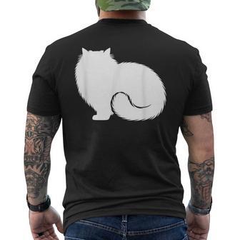 ペルシャ猫のふわふわした座り姿 Persian Cat Fluffyittingilhouette メンズTシャツ バックプリント - Kawaiitshirt
