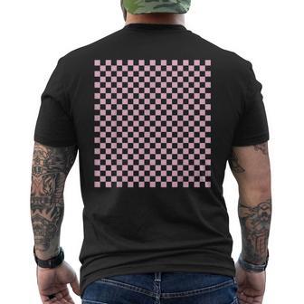 ペールピンク、市松模様、市松 メンズTシャツ バックプリント - Kawaiitshirt