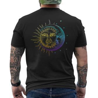 ボヘミアンの秘教の精神的な太陽と月 メンズTシャツ バックプリント - Kawaiitshirt